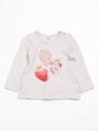 [ベビー]イチゴプリント接結長袖Tシャツ/ライトグレ-