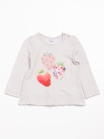 [ベビー]イチゴプリント接結長袖Tシャツ/ライトグレ-