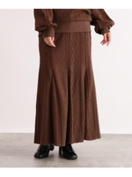 [洗える]ケーブルマキシスカート/ブラウン(042)