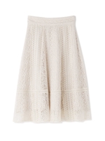 ｜美人百花 4月号掲載｜ミックスレースフレアスカート/ホワイト(030)