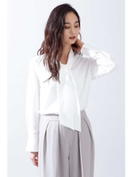 ［ウォッシャブル］《B ability》タイ付Vネックブラウス/ホワイト(030)