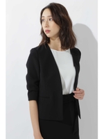 《B ability》クレープＷクロス　ノーカラージャケット/ブラック(010)
