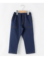 【130-160cm】BIGポケット7部丈ストレートパンツ/ネイビー(093)