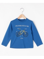 【160cm】自転車プリントロングTシャツ/ブルー(092)