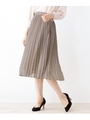 【42(LL)WEB限定サイズ】シフォンチェックプリーツスカート/ブラウン(242)
