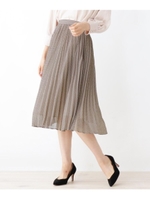 【42(LL)WEB限定サイズ】シフォンチェックプリーツスカート/ブラウン(242)