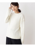 【42(LL)WEB限定サイズ】ボトルネックドロップショルダーニットプルオーバー/ホワイト(002)