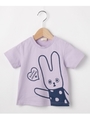 【80-110cm】コットン100%ダモンヌプリントTシャツ/ライトパープル(081)