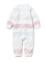 【BABY】'スムーズィー'4ボーダー baby ロンパース/PNK