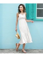 【CHILLE】フロント釦キャミワンピース/ホワイト(001)