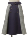 【F i.n.t】トレンチチェック切替フレアースカート/NAVY