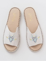 【Kahiko】オルテガ刺繍フラットサンダル/ホワイト