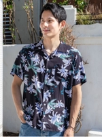 【Kahiko】ティアレMEN'Sアロハシャツ/ブラック