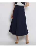 【Lサイズあり/洗える】サイドボタンロングスカート/ネイビー(093)