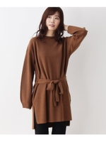 【M-LL】Wハーフミラノウエストベルトワンピース/ブラウン(042)