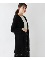 【M-LL】フーデットニットガウン風カーディガン/ブラック(019)