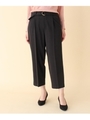 【M-L】ストレッチ入りベルト付テーパードパンツ/ブラック(019)