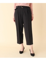 【M-L】ストレッチ入りベルト付テーパードパンツ/ブラック(019)