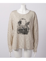 【MV】プリントニットプルオーバー/ベージュ