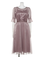 【Rewde】ラメチュール入りドレス（9R04-A1825）/ラベンダー