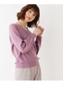 【S-3Lまで】洗える/毛玉になりにくい/スリーブ切り替え小畦Vネックニット/ライトパープル(081)