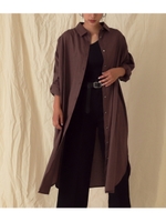 【Settimissimo】ショルダータックデザインロングシャツ/ブラウン(015)