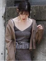 【S】フラワーパターンラメビスチェ/BRN