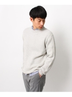 【WEB限定】【洗濯OK】コットン畦クルーニット／Ｍ〜ＸＸＬ４サイズ展開/体系カバー/-5kg見えニット/ライトグレー(011)