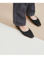 【WEB限定】ギャザーフラットシューズ/ブラック