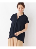 【WEB限定サイズ・04（LL）あり】フロントタックスラブブラウス/ネイビー(093)