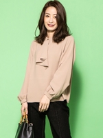 【WEB別注】ラッフルスタンドネックブラウス/ベージュ