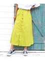 【anap mimpi】 麻混ウッドボタンフレアスカート/イエローグリーン(049)