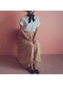 【lottie made】tiered tulle long skirt/ベージュ