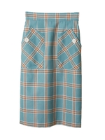 【スカート】ビックポケットチェックタイトスカート/ライトグリーン