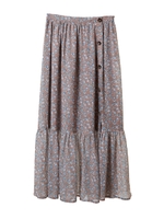 【スカート】楊柳シフォンフラワープリントスカート/コゲチャ