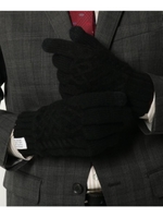 【スマホ対応】ケーブルニット手袋/ブラック(019)