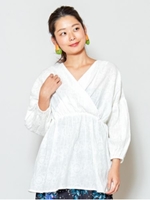 【チャイハネ】yul カットワークレースカシュクールブラウス/ホワイト