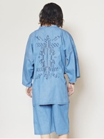 【チャイハネ】オルテガ刺繍入りメンズ甚平/ブルー