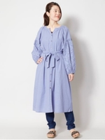 【チャイハネ】パンチングレース＆スパンコール刺繍ロングカーディガン/ブルー