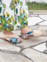 【チャイハネ】レトロモダンオープントゥパンプス/ベージュ