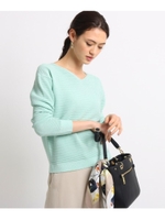 【ハンドウォッシュ】コットン混シャイニーVネックニット/ライトグリーン(021)