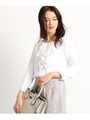 【ママスーツ/入学式　スーツ/卒業式　スーツ/ハンドウォッシュ】ラッフルタックブラウス/ホワイト(001)