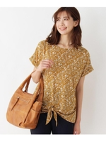 【汗対策】ミニフラワー切り替えプルオーバー/マスタード(733)