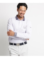 【吸水速乾】ストライプ胸ポケット付き長袖ポロシャツ/ライトパープル(181)