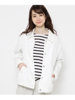 【手洗い可】コットン混ワークジャケット/ホワイト(001)