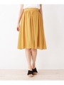 【洗える・42(LL)WEB限定サイズ】ひざ丈ギャザースカート/マスタード(233)