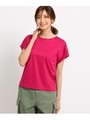 【洗える】【Lサイズあり】コットン　スムースカットソー/ラズベリーピンク(073)