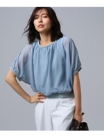 【洗える】エスパンディヨーリューブラウス/ライトブルー(091)