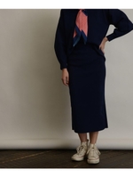【洗える】サイド切替ニットナロースカート/ネイビー(093)