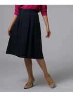 【洗える】スーパーストレッチタックフレアスカート/ダークネイビー(094)